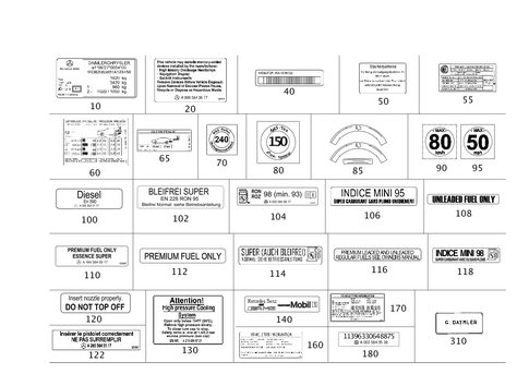 Type Plate, Guide Signs for 2012 Mercedes-Benz S350 #0