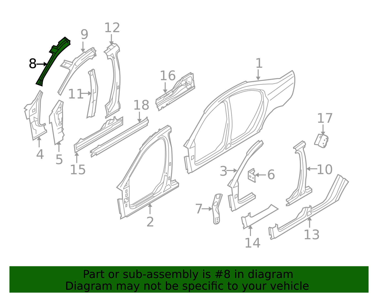 2007-2016 Volvo Windshield Pillar Reinforced - Passenger Side (RH ...