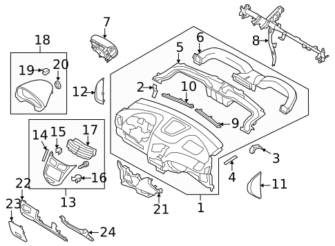 Instrument Panel Components for 2014 Hyundai Accent #0