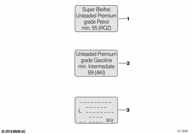 71228534403 - Parts and Accessories for Engine / Chassis: Sticker, Unleaded Premium, Us -  for BMW-Motorrad Image