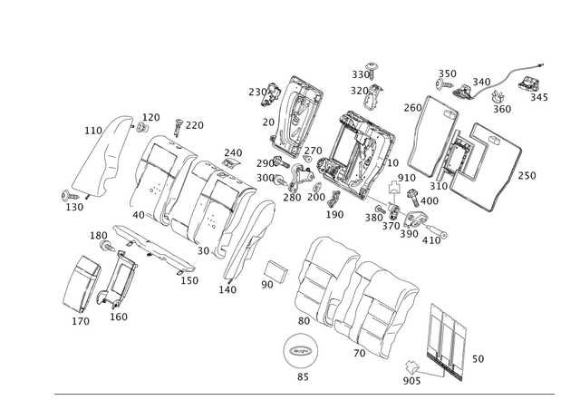 2129200360 - Rear Seat: Outer Cov. , Rr Seat Backr for Mercedes-Benz: E250, E350, E400, E550, E63 AMG Image image