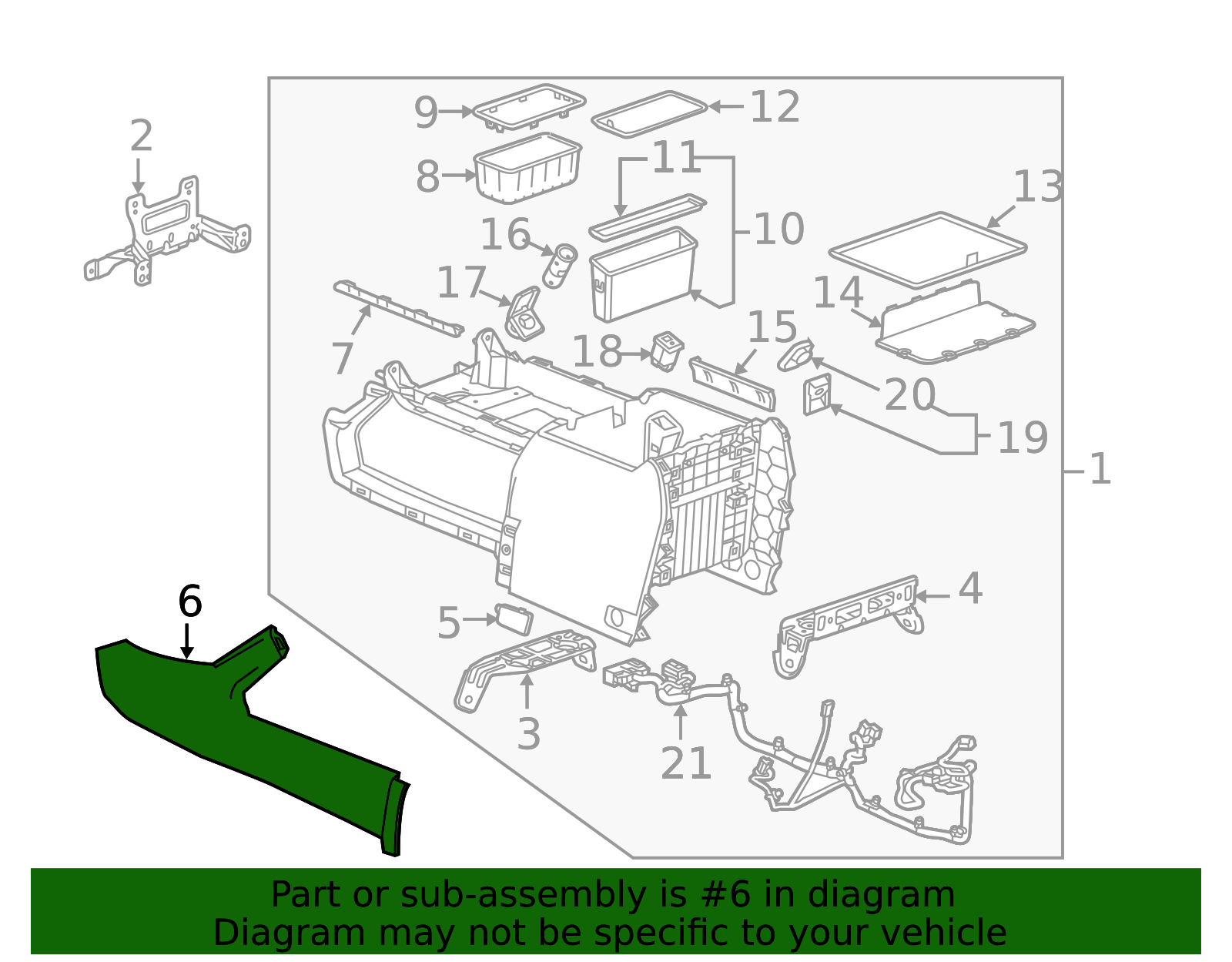 2014-2019 GM Cocoa Driver Side Front Floor Console Extension Panel ...