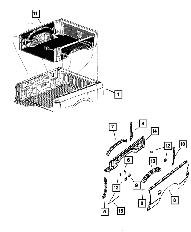 55372121AB - Body Sheet Metal Except Doors: Box Side Outer Panel, Left for Mopar Image image