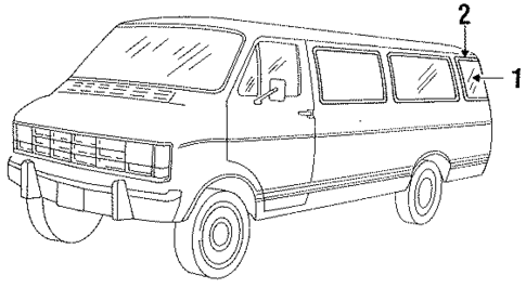 Glass - Side Panel for 1992 Dodge B250 #7