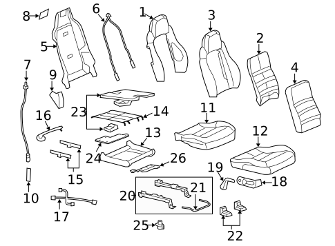 Passenger Seat Components for 2012 Chevrolet Corvette #1