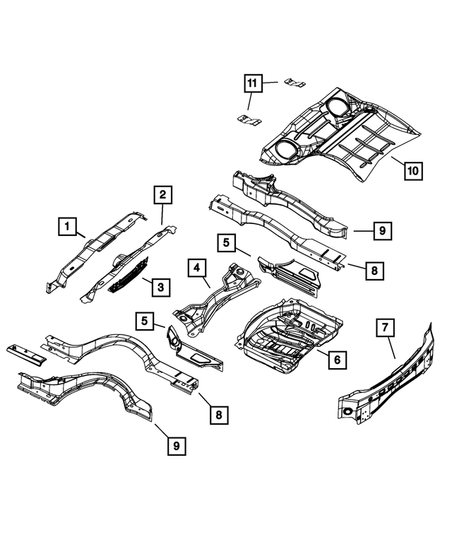 4780902AE - Body Sheet Metal Except Doors: Rear Floor Outer Extension Cover, Right for Mopar Image