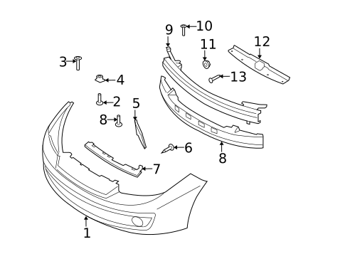 Bumper & Components - Front for 2007 Hyundai Tiburon #0