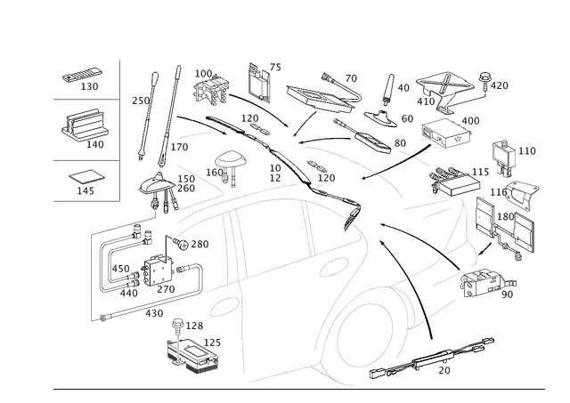 2038701489 - Electrical System: Amplifier for Mercedes-Benz: C230, C280, C32 AMG, C350, C55 AMG Image image