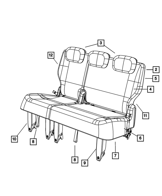 1RT901K2AA - : Rear Seat Cushion Cover And Foam, Left for Mopar Image