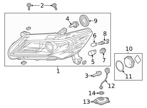 Headlamp Components for 2013 Acura ILX #0