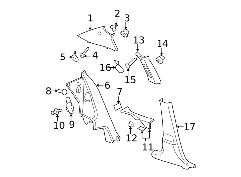 Interior Trim - Quarter Panels for 2007 Chevrolet Cobalt #0