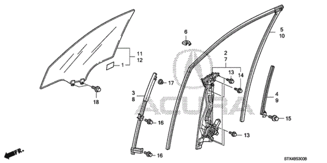 Front Door Windows  - Regulator for 2008 Acura MDX #0