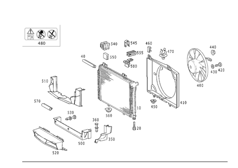 Radiator, Mounting, and Covering for 2002 Mercedes-Benz SLK320 #0