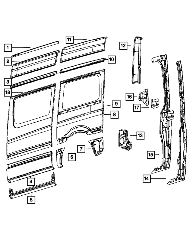 68009156AA - Body Sheet Metal Except Doors: Body Side Panel for Dodge: Sprinter 2500, Sprinter 3500 Image