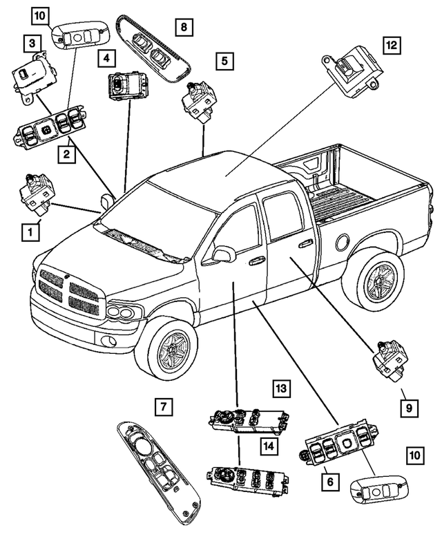5HZ72XDVAC - Electrical: Power Window/door Lock Switch Bezel, Right for Mopar Image