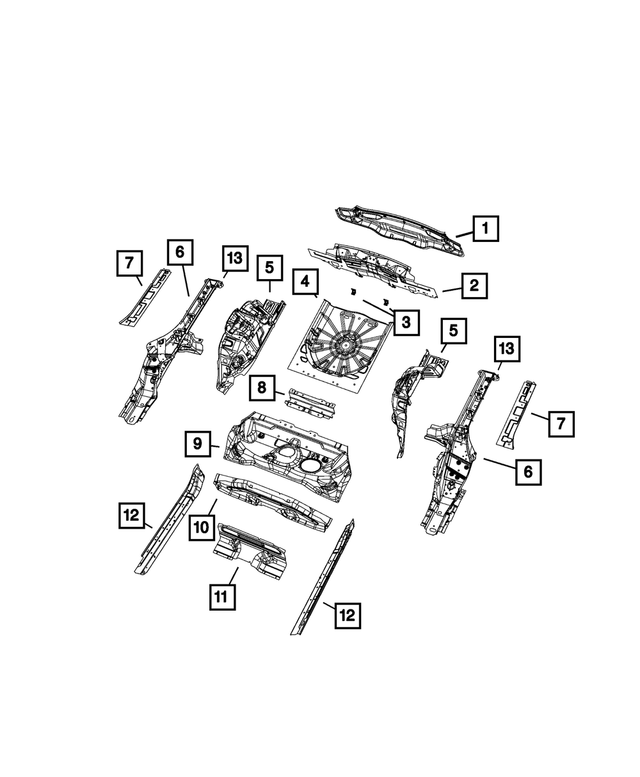68626818AC - Body Sheet Metal Except Doors: Center Floor Pan for Mopar Image image