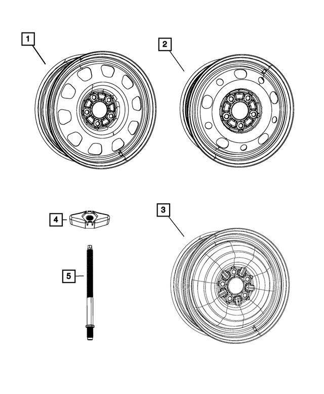 5105876AA - Wheels: Spare Wheel Stud for Jeep: Compass, Patriot Image