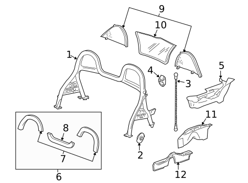 Roll Bar & Headrest Assembly for 2000 Porsche Boxster #0