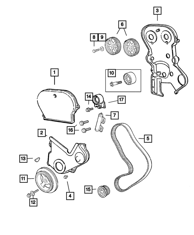 5093132AA - Engine 2.4L Four Cylinder (Turbo): Timing Belt Cover, Outer, Upper for Mopar Image