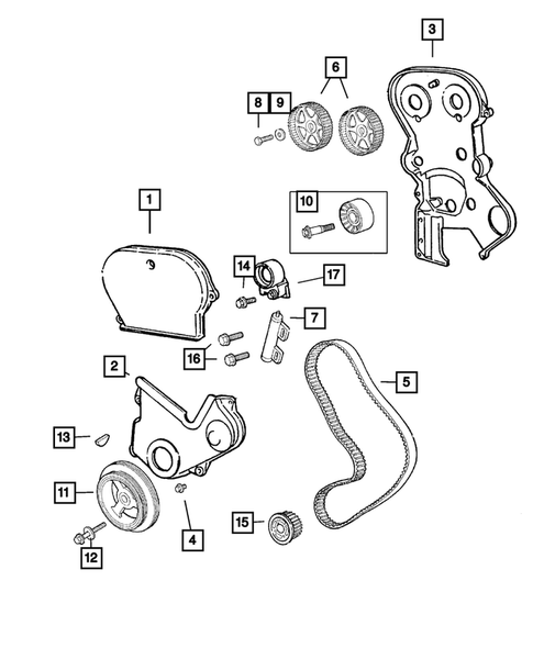 Timing Belt and Cover for 2003 Chrysler Sebring #0