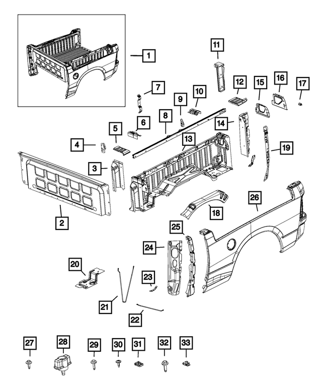 68054899AD - Body Sheet Metal Except Doors: Pickup Box for Mopar Image image