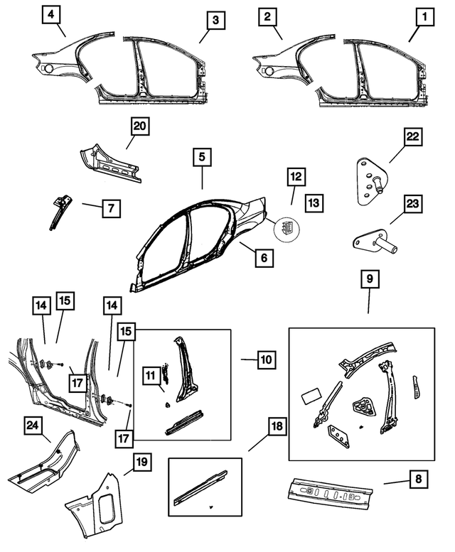 5080657AB - Body Sheet Metal Except Doors: Body Side Aperture Front Panel Package, Left for Mopar Image