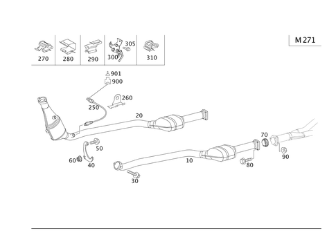 Exhaust System Used on Four-Cylinder Gasoline Vehicles for 2006 Mercedes-Benz SLK280 #0