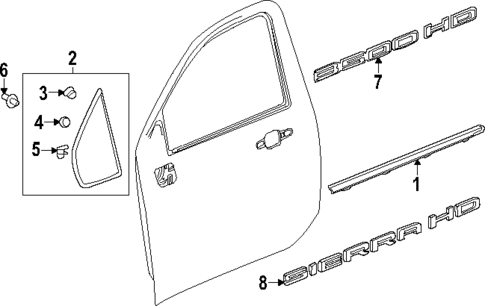 Exterior Trim - Front Door for 2025 GMC Sierra 3500 HD #1