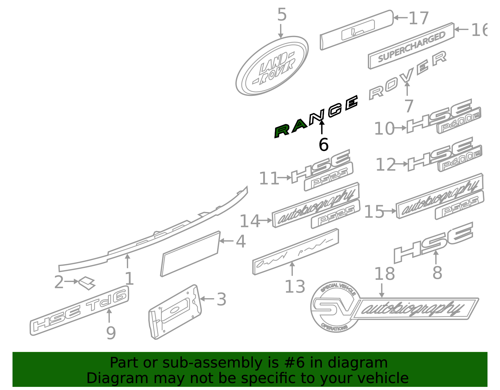 Genuine OEM Hatch Emblem Part# LR088864 Fits 2013-2022 Land Rover