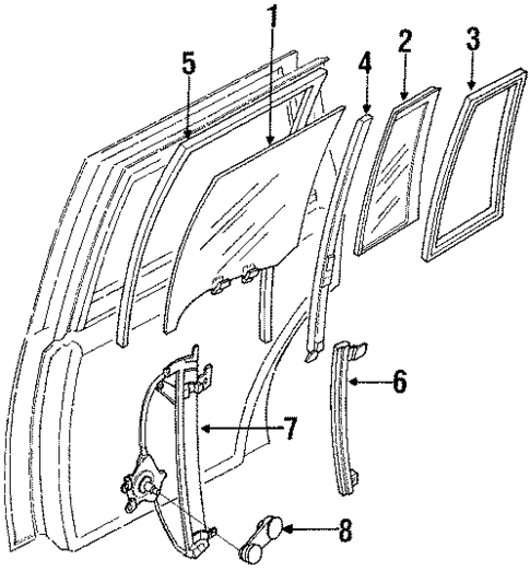 Glass - Rear Door for 1990 Nissan Axxess #0