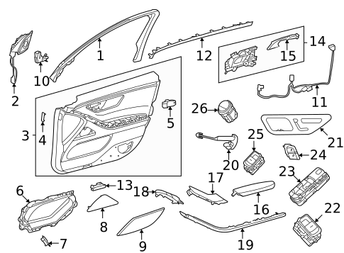 Interior Trim - Front Door for 2021 Mercedes-Benz S500 #0