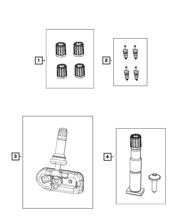68206631AA - Wheels: Valve Stem Cap Kit for Mopar Image image