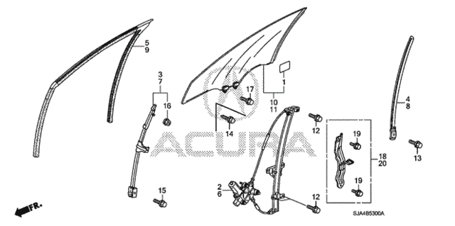 Front Door Glass - Door Regulator for 2011 Acura RL #0