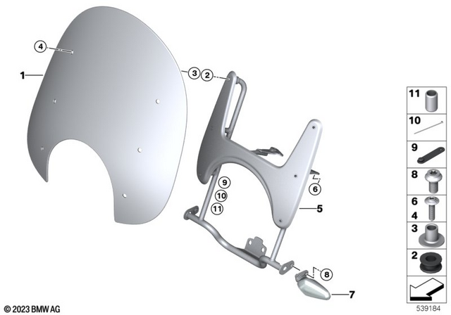 77317914861 - Ergonomics &amp; Comfort: Holder Touring Windshield for BMW-Motorrad Image