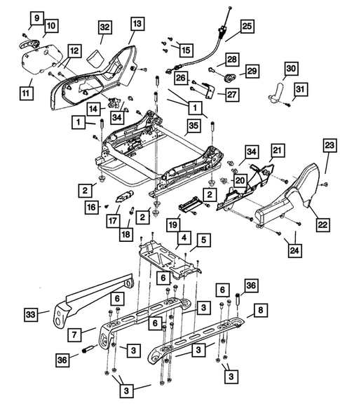 Front Seats - Adjusters, Recliners, Shields and Risers for 2008 Jeep Grand Cherokee #1