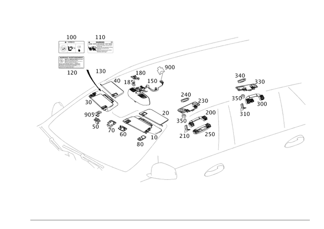 2128106310 - Trim and Lining: Sun Visor for Mercedes-Benz: E250, E350, E400, E550, E63 AMG, E63 AMG S Image image