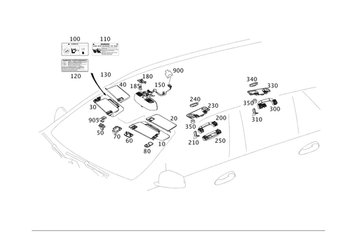 Sun Visor, Inside Rearview Mirror, Grab Handle for 2012 Mercedes-Benz E350 #0
