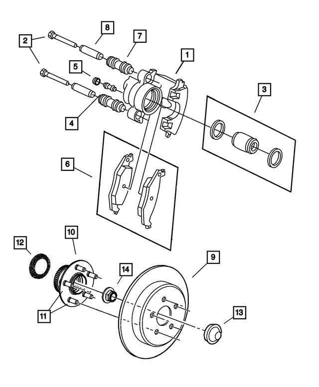 5083159AA - Service Brakes: Disc Brake Caliper, Left Rear for Mopar Image