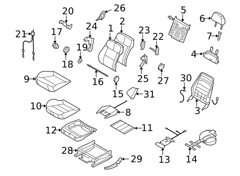 Passenger Seat Components for 2008 Saturn Astra #0