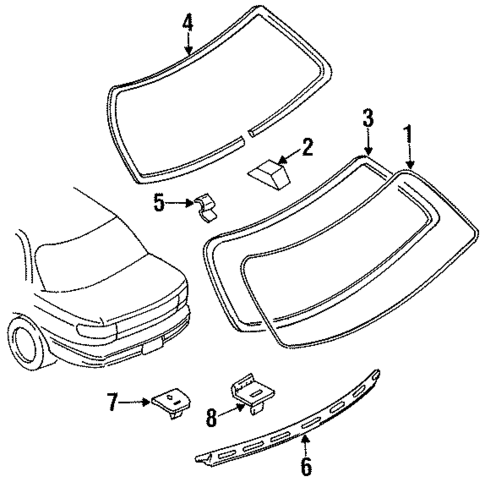 Back Glass for 1994 Kia Sephia #0