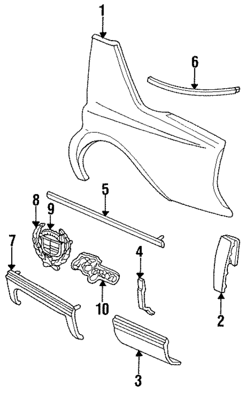 Quarter Panel & Components for 1993 Cadillac Fleetwood #0