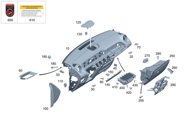 2476807500 - Instrument Panel/Center Console/Linings: Instrument Panel for Mercedes-Benz Image image