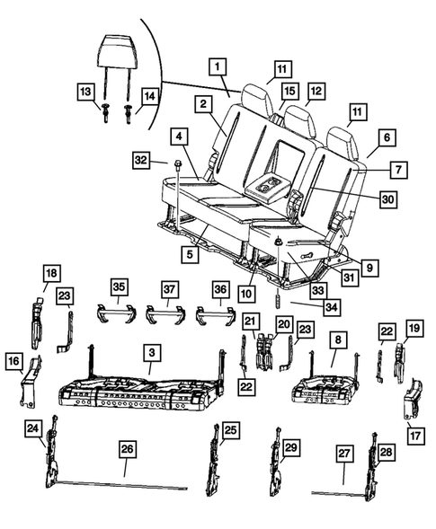 Rear Seats - Second Row for 2008 Dodge Ram 3500 #1
