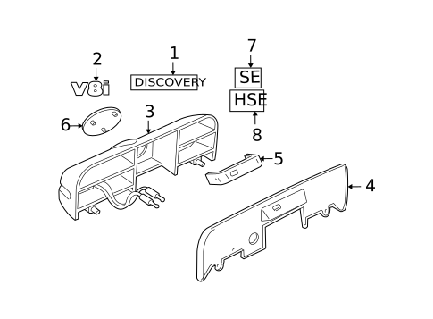 Exterior Trim - Back Door for 2002 Land Rover Discovery #0