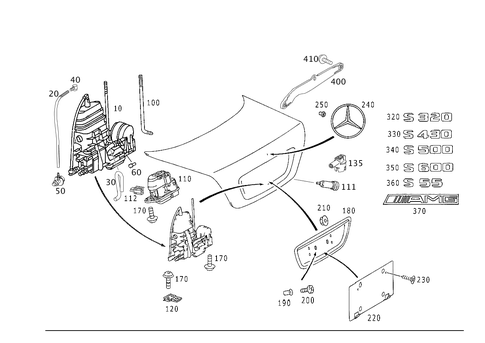 Rear Lid Latch-Type Lock, Rear Lid Attachment Parts for 2006 Mercedes-Benz S 55 AMG&reg; #0