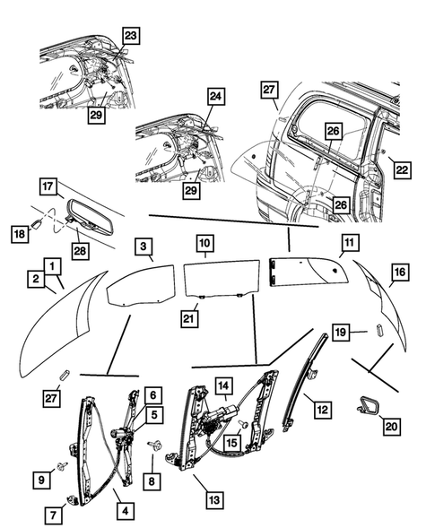 Glass and Interior Rear View Mirror for 2009 Chrysler Town & Country #0