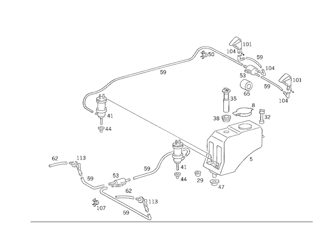 8205998 - Windshield Washer, Emergency Equipmt: Heating Element for Mercedes-Benz: 190, 190D, 190E, 200, 200D, 300CE, 300D, 300E, 300SE, 300SEL, 300SL, 300TD, 300TE, 560SEC, 560SEL Image image