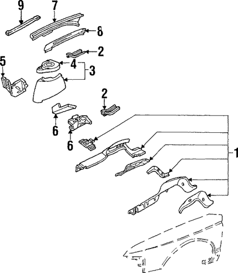 Structural Components & Rails for 1988 Oldsmobile Cutlass Supreme #0