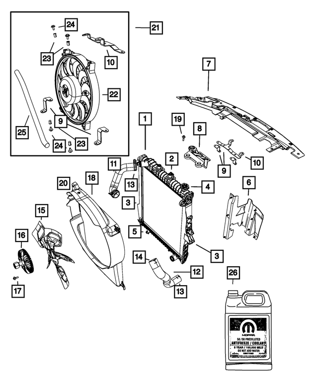 68032350AC - Cooling: Radiator Cooling Fan Module Package for Mopar Image image