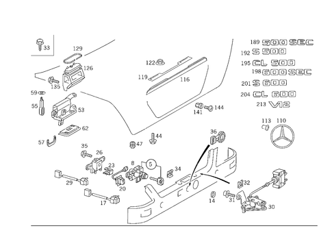 Rear Lid Latch-Type Lock for 1993 Mercedes-Benz 500SEC #1